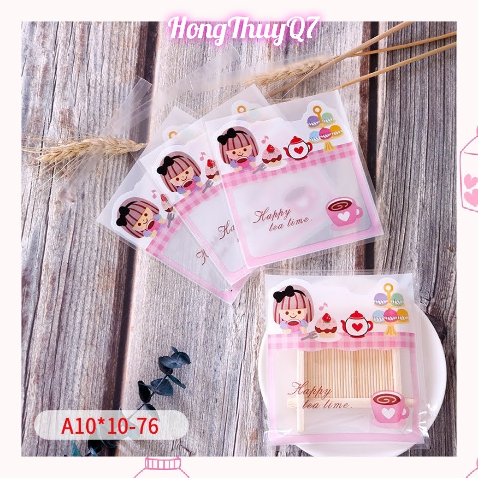 Túi bóng kính 10x10+3cm đựng mỹ phẩm, bông tẩy trang, trang sức, quà tặng, bánh kẹo so cute /10.1/- HongThuyQ7