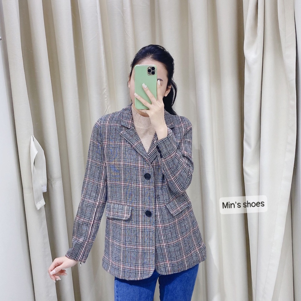 Min's Shoes - Áo Vest Nữ Chất Dạ Kẻ Caro Áo 477