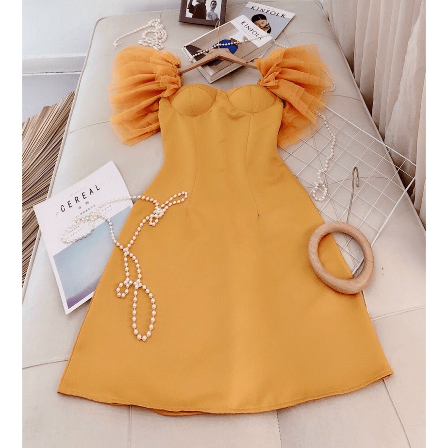 [FREE SHIP] ĐẦM NỮ DỰ TIỆC TAY LƯỚI CÁCH ĐIỆU CỰC HOT CVA3 VLTN4