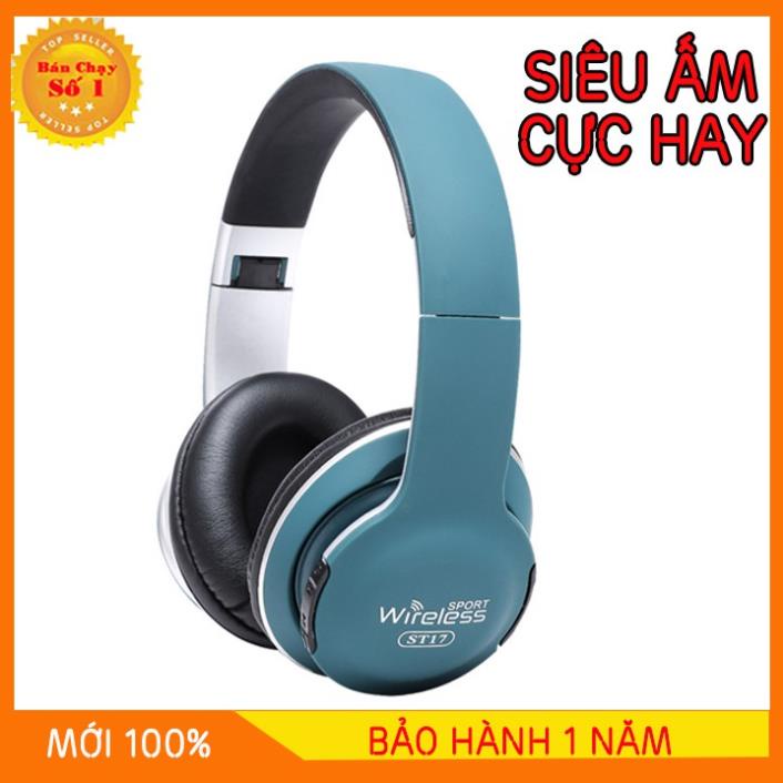 Tai Nghe Bluetooth Không Dây, Headphone Chụp Tai Có Mic Sport Wireless ST17 Giảm Ồn, Âm Bass Cực Chất,