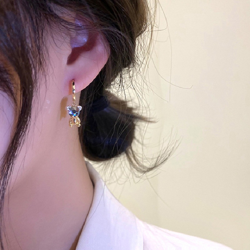 Bông tai hình chú gấu phong cách Hàn Quốc đơn giản thời trang cho nữ 2021