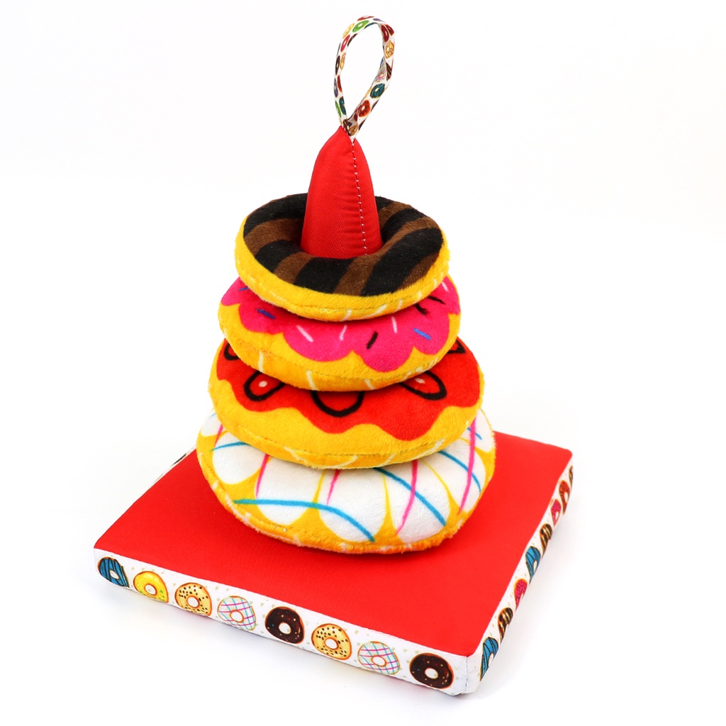 Bộ xếp chồng mô phỏng bánh Donut, Trà Đào Cam Sả - Chất liệu vải băng lông - PIPO Việt Nam (Combo, lẻ tùy chọn)
