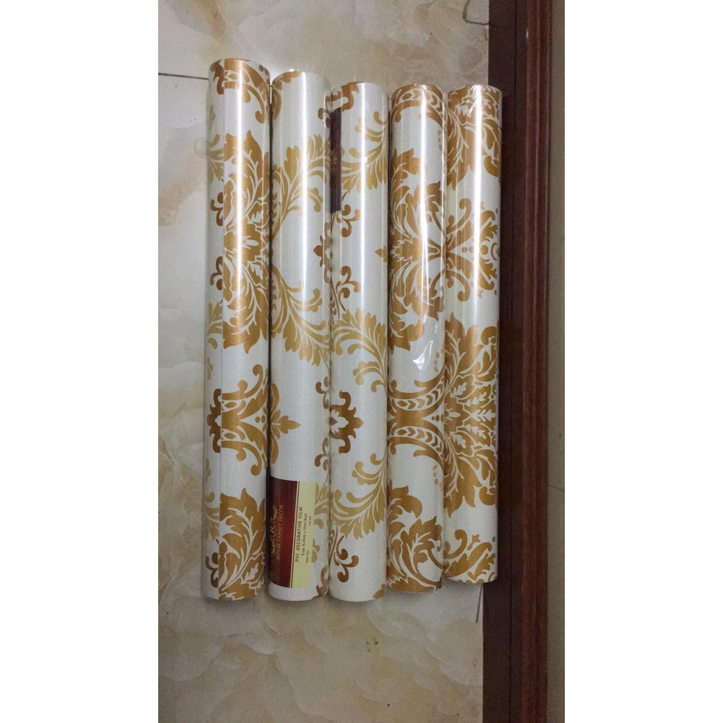 Cuộn 10m Giấy dán tường hoa văn Đức vàng 02