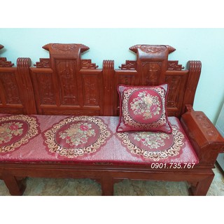 Bộ Nệm ghế sofa, thảm ngồi ghế gỗ Vải Gấm Hoàng gia