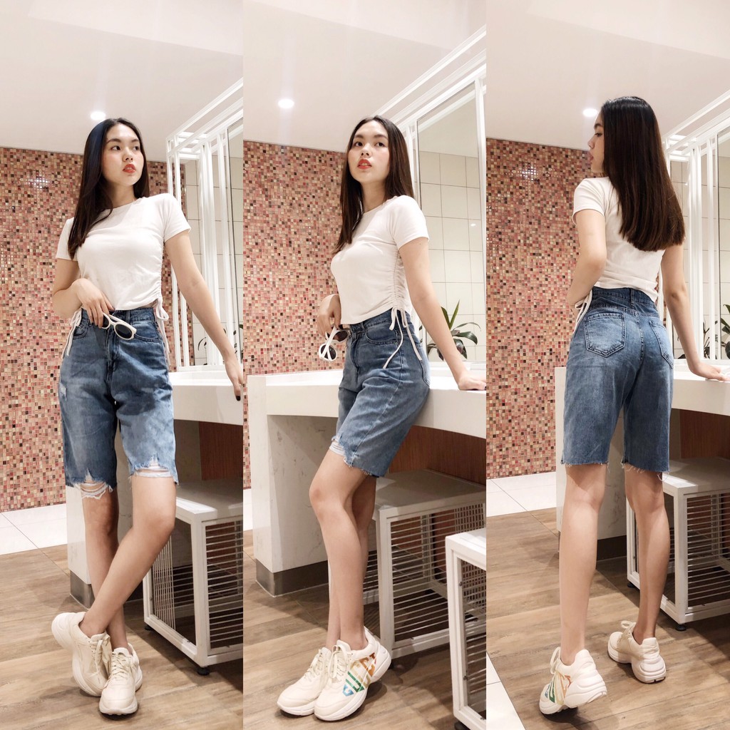 Quần Bò Lửng KAVO BLUE Ngố Rách Cho Nữ