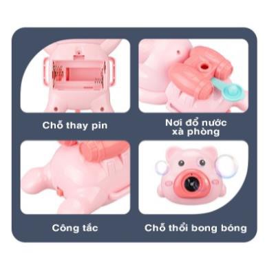 Súng Bắn Bong Bóng Xà Phòng Đeo Tay Hình Con Heo (Tặng Kèm 2 Lọ Xà Phòng và 2 Pin AA)