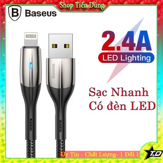 Dây cáp sạc nhanh Lightning hiệu Baseus Horizontal cho iPhone / iPad trang bị đèn LED, sạc nhanh 2.4A Chống đứt SR