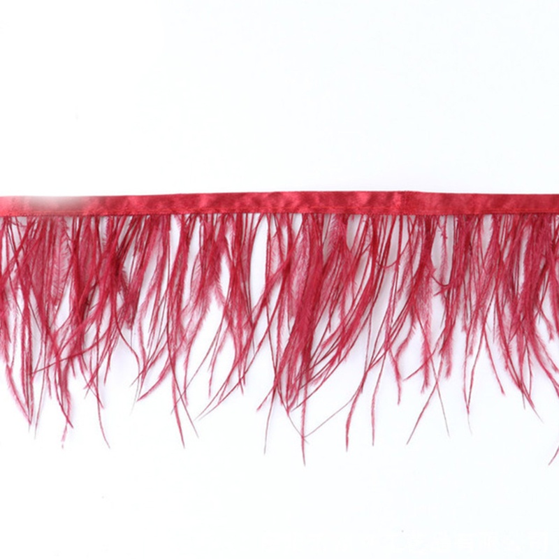 Cuộn dây ruy băng đính lông đà điểu 8-10cm dài 1m dùng trang trí tiệc cưới