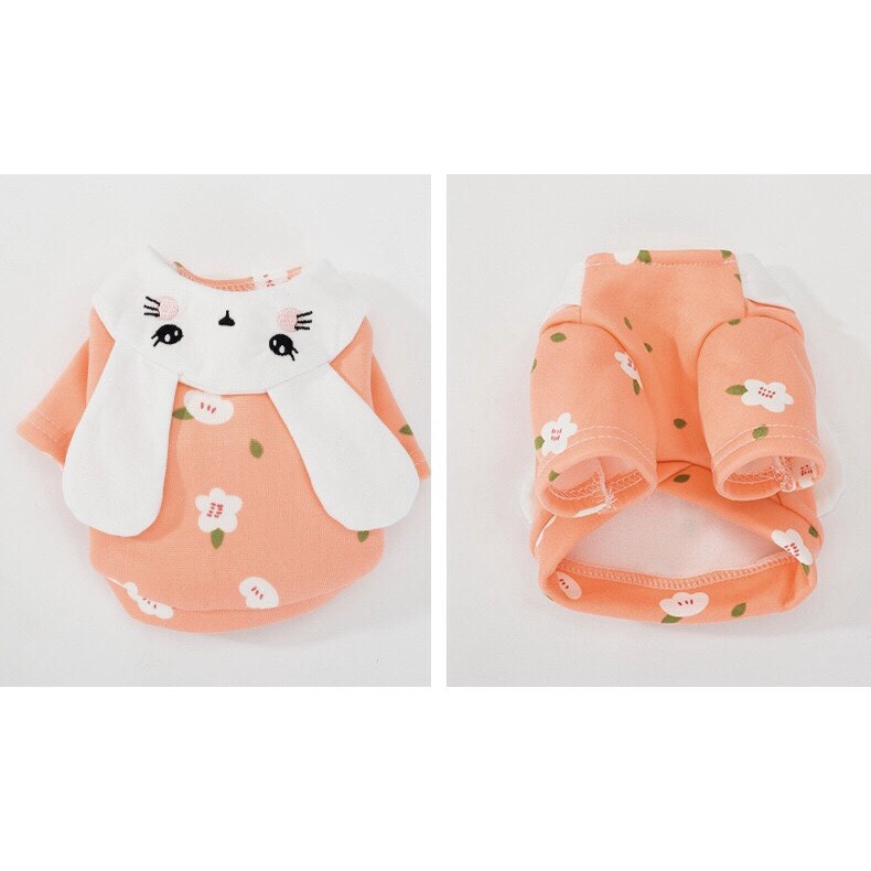 Áo thiết kế cho chó mèo - áo nỉ tai thỏ hồng phấn siêu đáng yêu cho các bé thú cưng