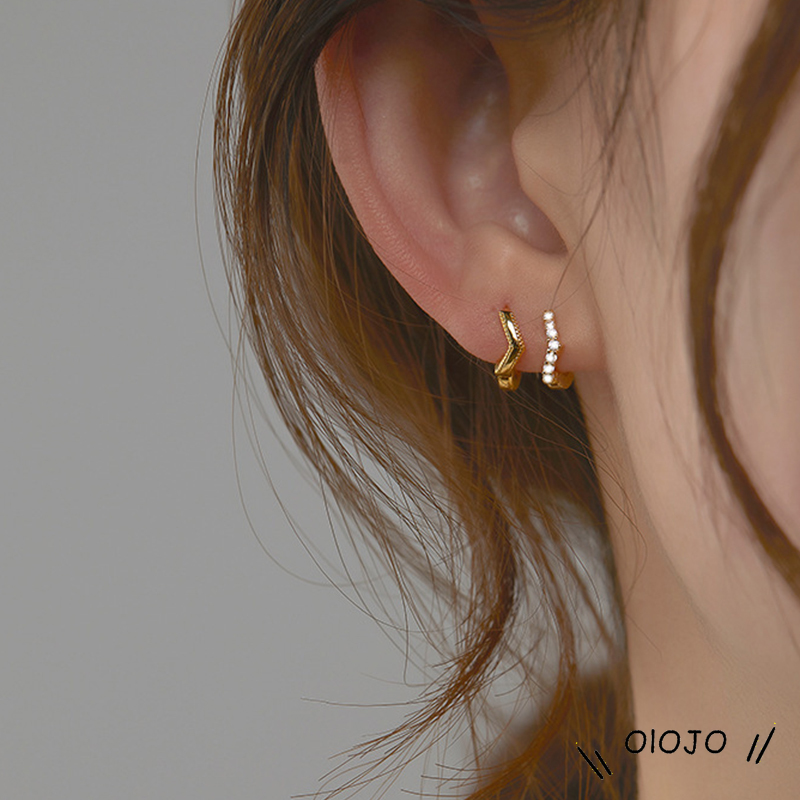 1 Đôi Khuyên Tai Tròn Mạ Vàng 14k Đính Đá Sang Trọng