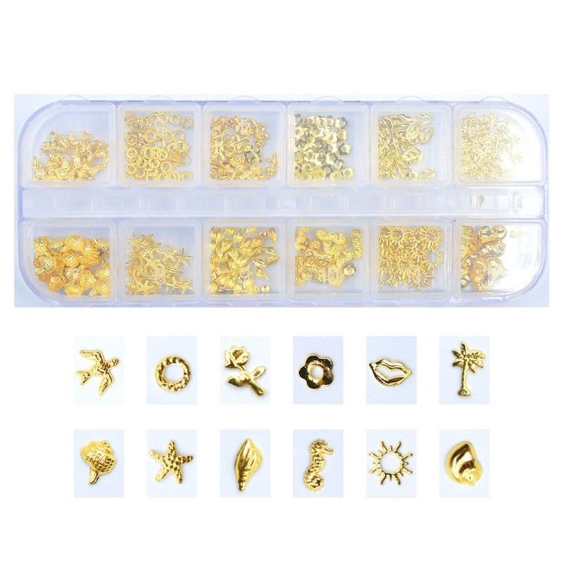 Hộp 12 Ngăn Đựng Phụ Kiện Trang Trí Móng Tay Nghệ Thuật