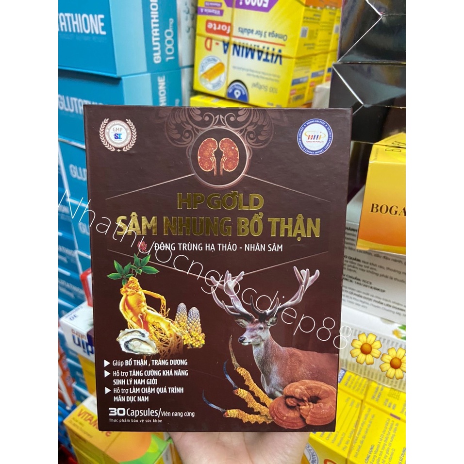 Viên uống Sâm nhung bổ thận HP Gold - giúp tăng cường sinh lực nam, bổ thận hộp 30 viên