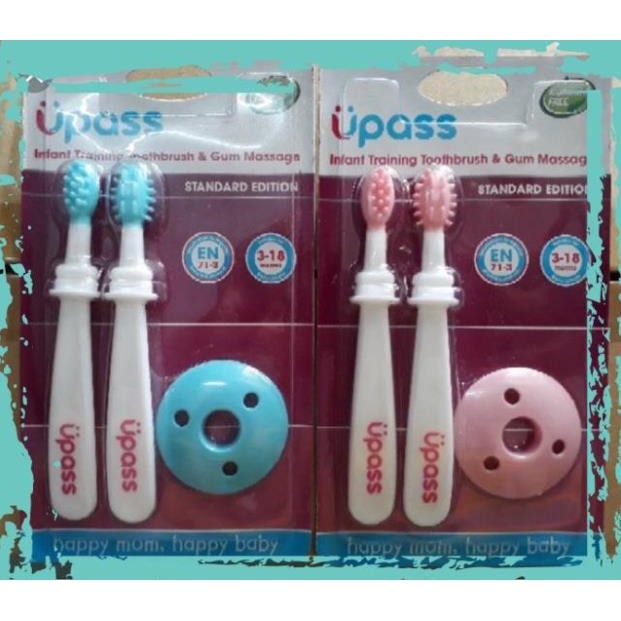 Nhập khẩu Bộ bàn chải tập đánh răng và mát xa nướu cho bé (2 chiếc) [ Thái Lan ] UP4003N Chính hãng