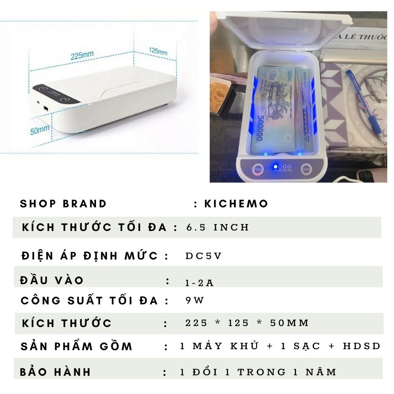 Máy khử trùng tia UV khử khuẩn tiệt trùng điện thoại khẩu trang đồ dùng nhiều vi khuẩn