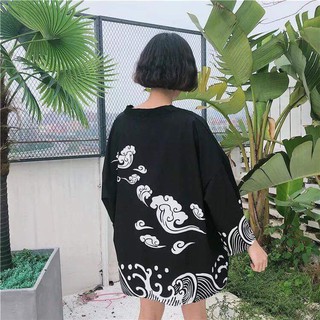 Áo Yukata kimono nam nữ unisex in đám mây, tay lỡ form rộng