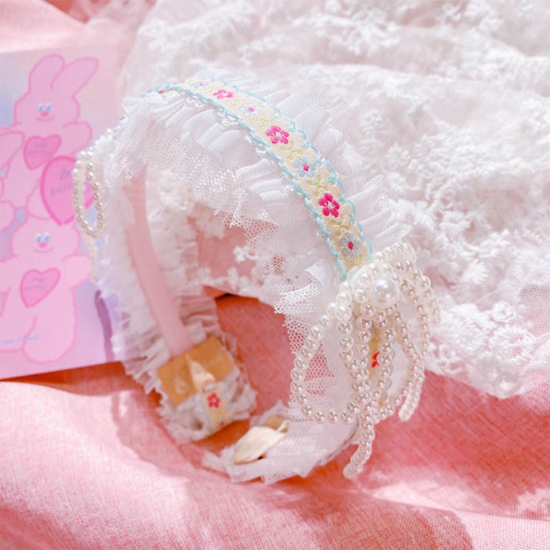 Kẹp Tóc Vải Lưới Đính Nơ Và Ngọc Trai Nhân Tạo Thời Trang