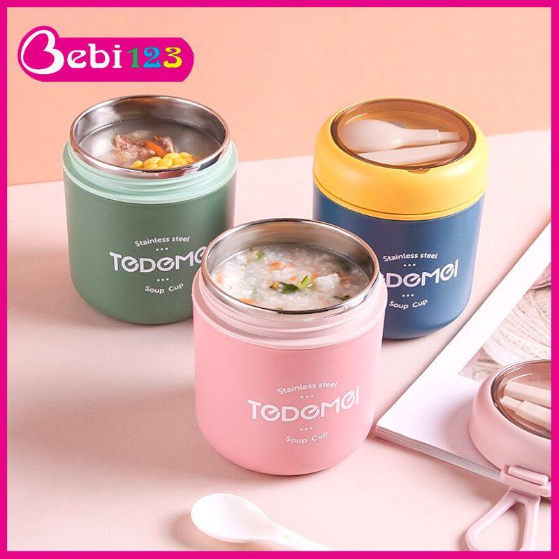 Bình ủ cháo, đựng canh inox 304 TEDEMEI, giữ nhiệt lâu tặng kèm muỗng
