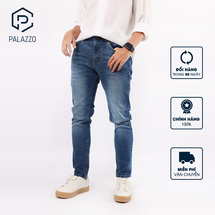 Quần Jeans Nam Palazzo Kiểu Dáng Ultra Slim Màu Xanh Tôn Dáng Co Dãn Tốt MPTN-20043
