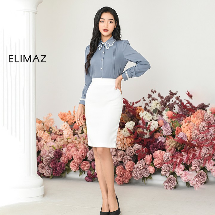 [Thiết kế mới 2021] Áo Sơ mi nữ công sở kiểu tiểu thư phối viền ren cổ sang chảnh Elimaz EA21.003 | BigBuy360 - bigbuy360.vn