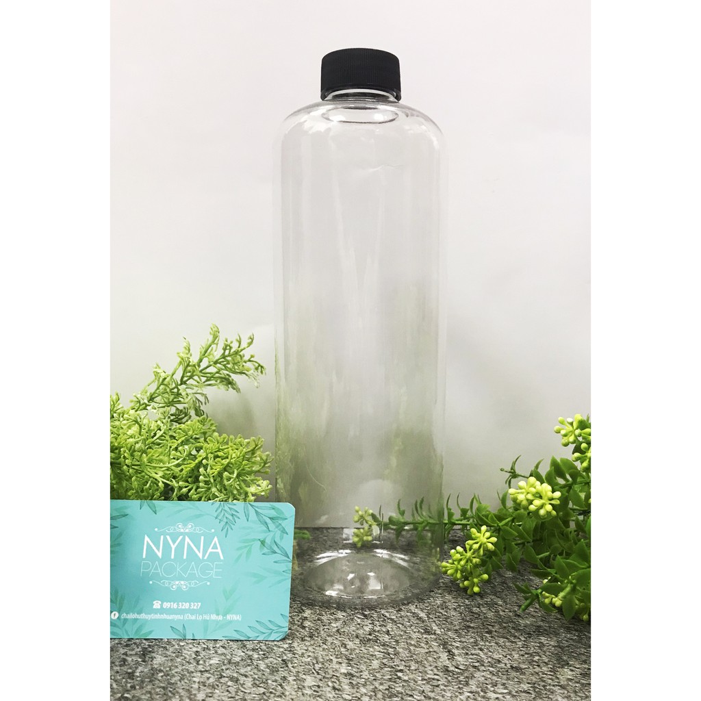 Chai nhựa 1L tròn nắp vặn đen P33