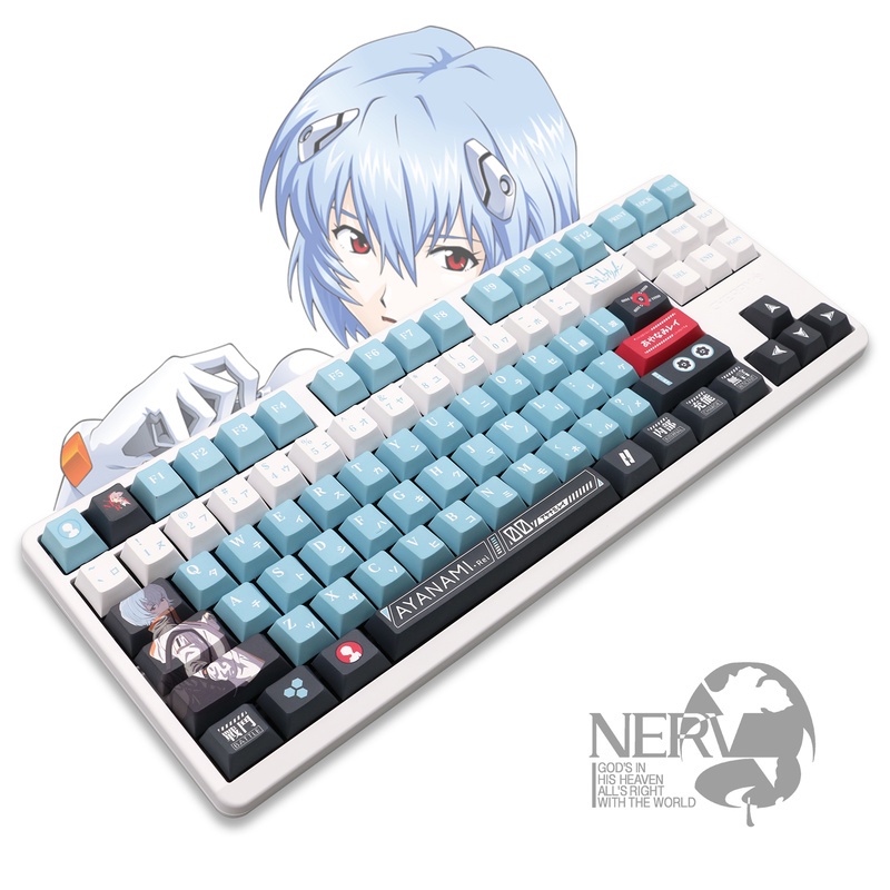 142 Phím Ayanami Rei Keycaps Cherry Profile EVA Chủ đề Anime Phim hoạt hình PBT DYE-SUB Bàn phím cơ học Keycap