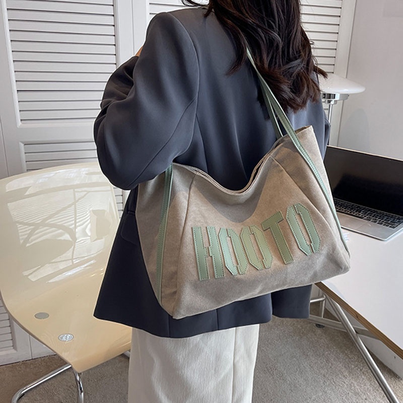 Túi Xách Đeo Vai Vải Bạt Ngăn Chứa Rộng Thời Trang Nữ Sành Điệu