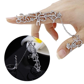 Nhẫn dạng chuỗi đeo nhiều ngón thiết kế đính đá sang trọng