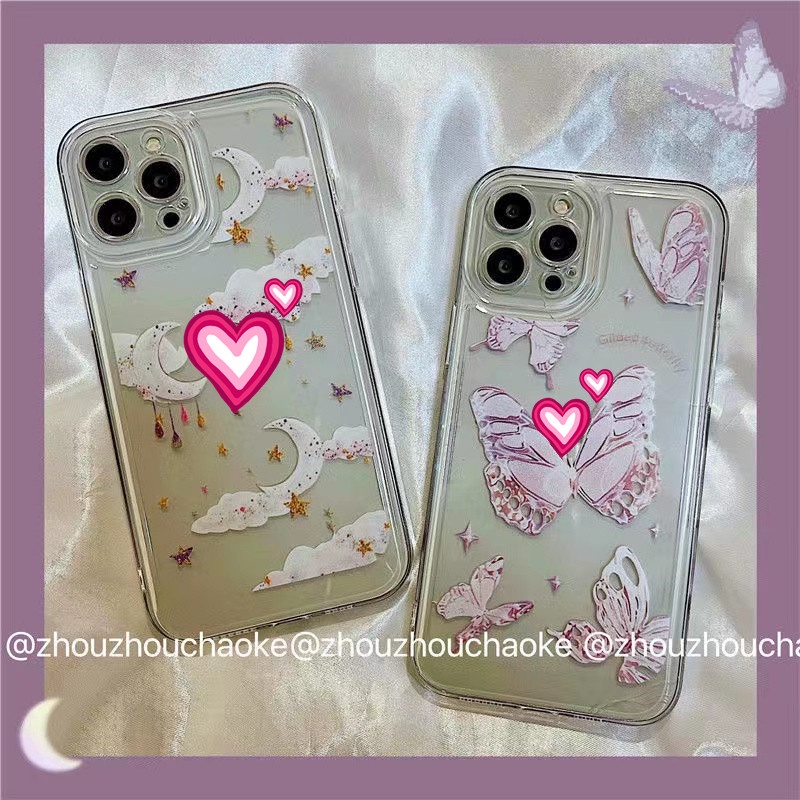 Ốp Điện Thoại Acrylic Cứng Trong Suốt Chống Sốc Hình Bướm 2022 Cho iPhone 14 13 12 11 Pro Max XS Max X XR 7 8 Plus SE 2