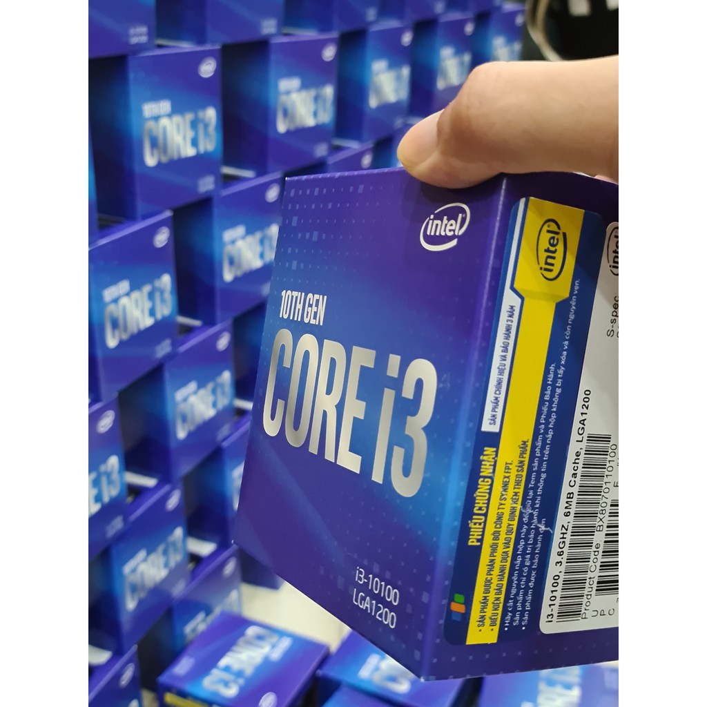 CPU Intel Core i3-10100 (3.6GHz turbo up to 4.3Ghz, 4 nhân 8 luồng, 6MB Cache, 65W) - Full box Chính hãng - BH 3 năm!