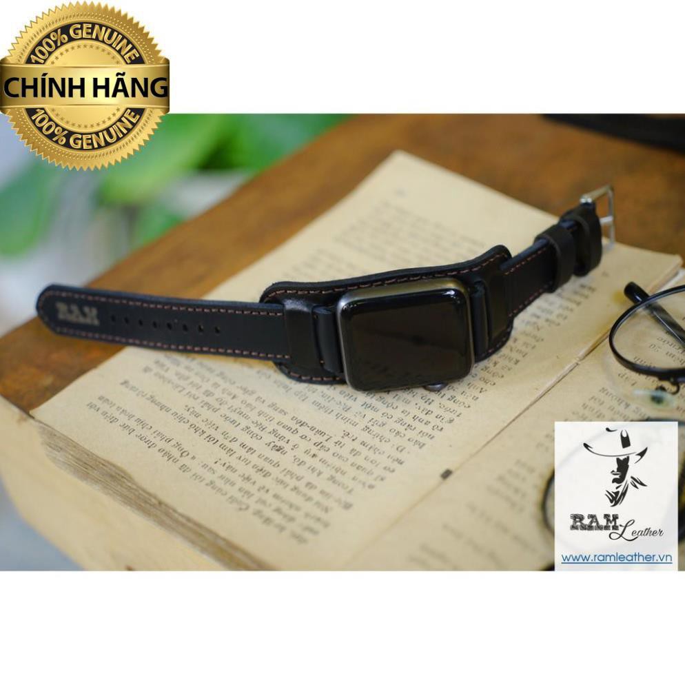 TẤM LÓT BUNDSTRAP DA BÒ THẬT B1 ĐEN TUYỀN - RAM LEATHER - ĐỦ SIZE 18,20,22,CASIO,APPLE WATCH .