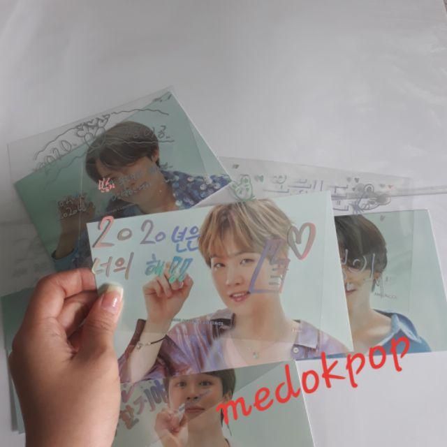 Set 2 tấm greeting hologram hình BTS 2020  + hình thật