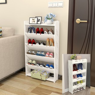 Giá để giày 5 tầng chất liệu gỗ nhựa, kệ giày dép phong cách châu âu