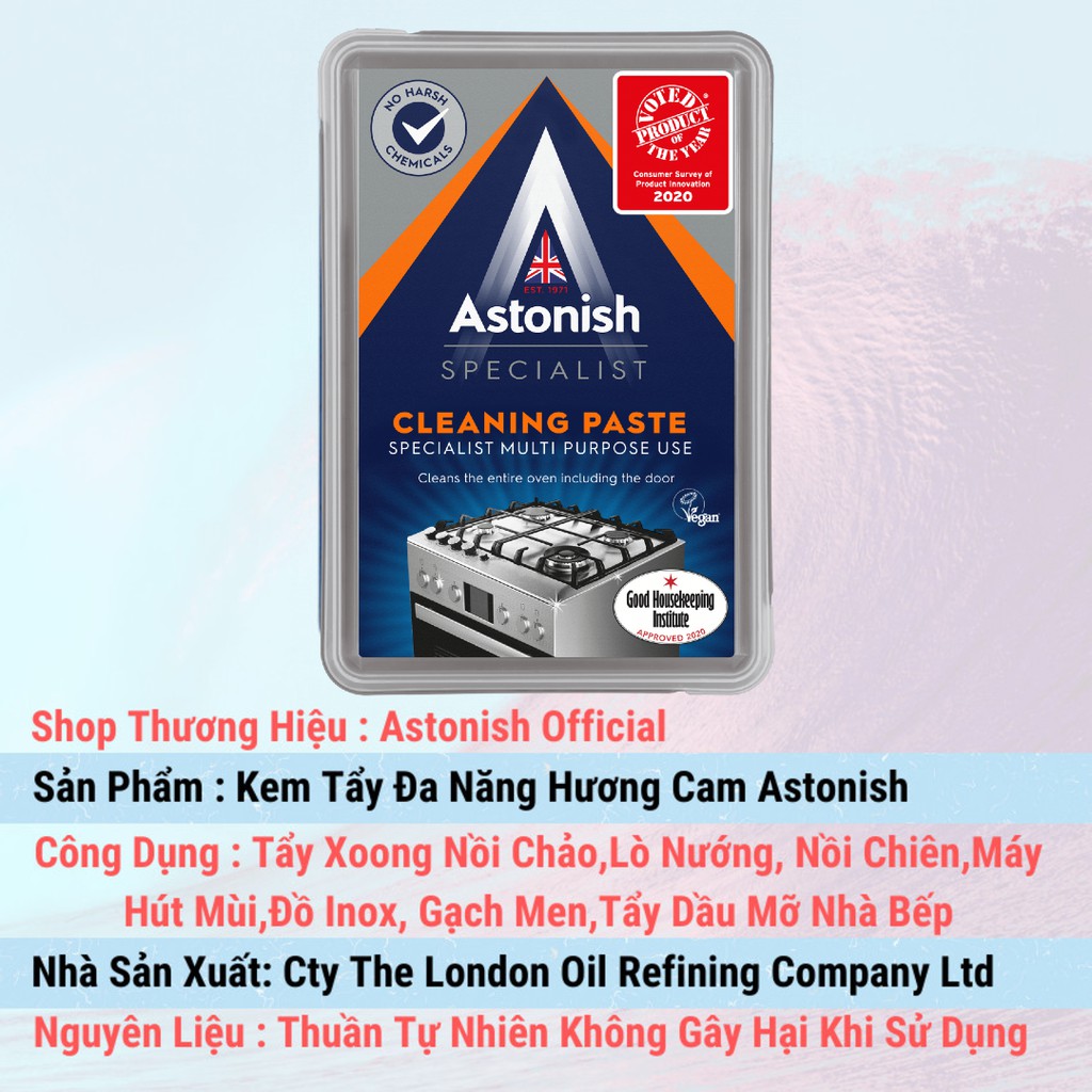 Chất tẩy đa năng tẩy rỉ sét cặn canxi inox vách kính nồi chiên không dầu lò vi sóng Astonish CLEANING PASTE 450g C8602