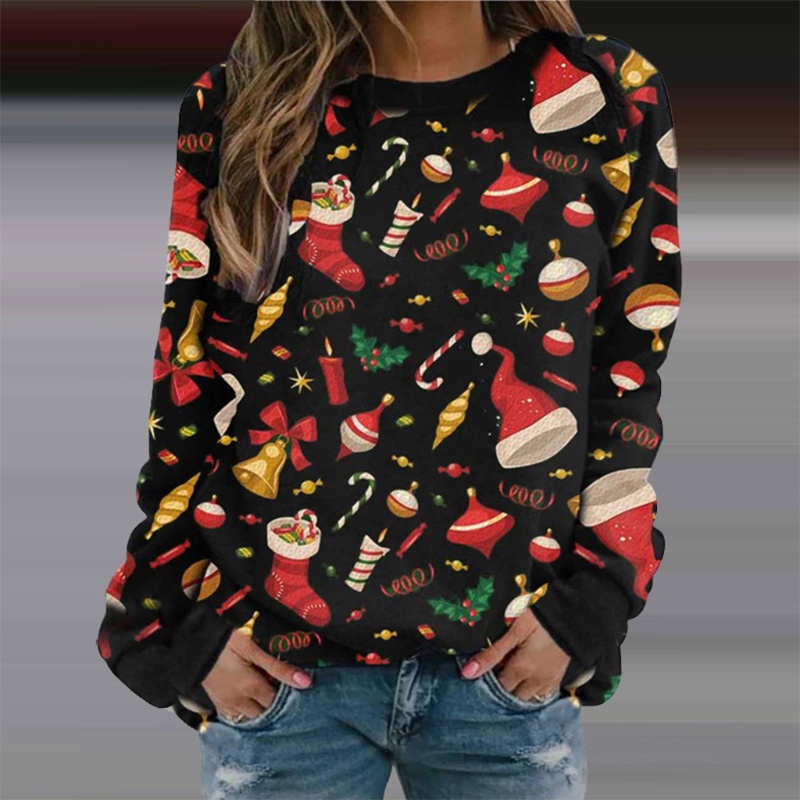Áo Hoodie Tay Dài In Họa Tiết Hoạt Hình Giáng Sinh Nhiều Màu Sắc Dễ Thương Cho Nữ