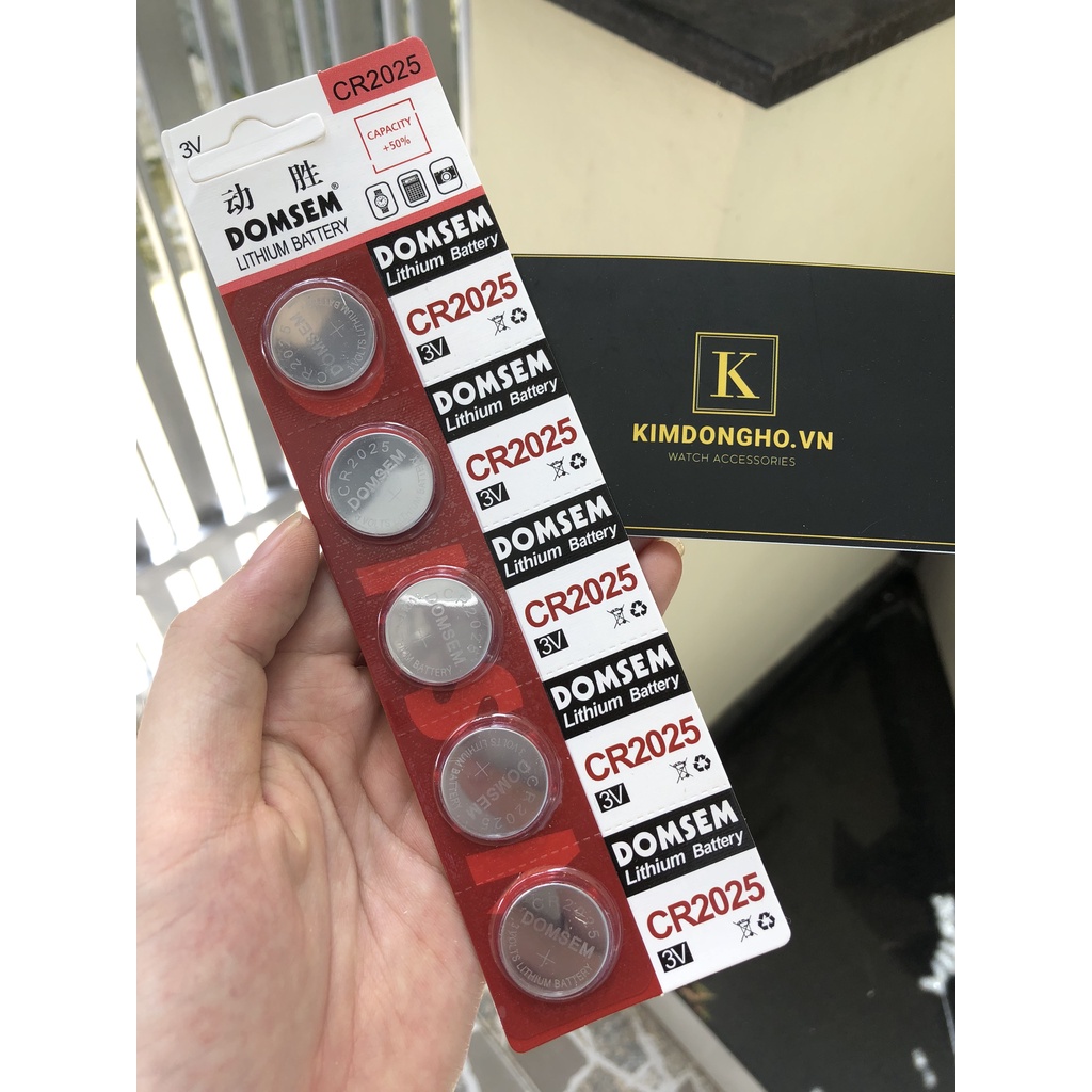 Vỉ 5 Viên Pin CR2025 lithium 3V DOMSEM Pin Đồng Hồ, Pin Điều Khiển