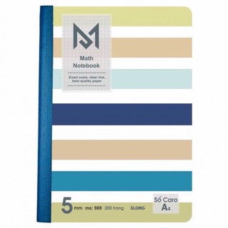 Sổ Caro KLONG A4 200 Trang Math Notebook Mã số 988