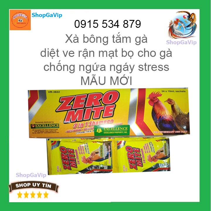 Zero mite tắm gà đá, hết mạt, bóng lông