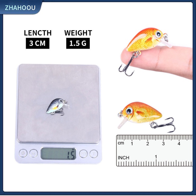 ☃Nhà☃ Set 5 Mồi Câu Cá Nhân Tạo Mini 5 Màu Sắc 1.5g Kèm Hộp Đựng