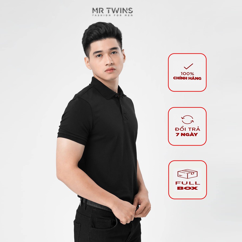 Áo Thun Polo Nam Cổ Bẻ Màu Đen Trơn Vải Cotton Cá Sấu Thương Hiệu Mr Twins | BigBuy360 - bigbuy360.vn