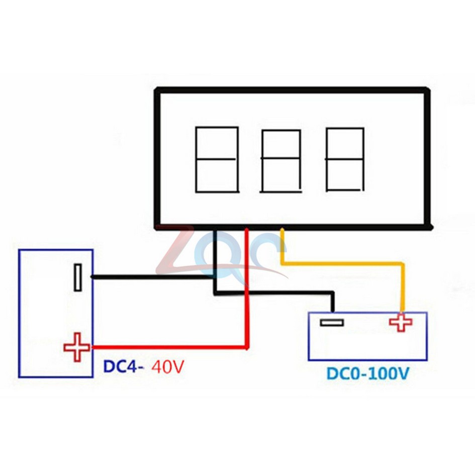 Vôn kế kỹ thuật số DC 0-100V 0.36 &quot; dùng cho xe hơi