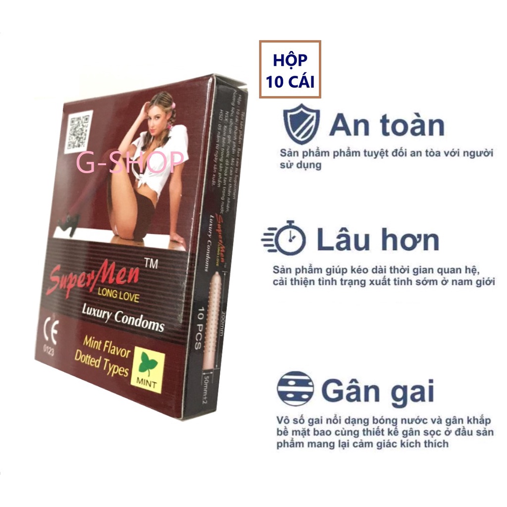 Bao cao su Super Men gân gai hộp 10 cái - Mua nhiều giảm giá.