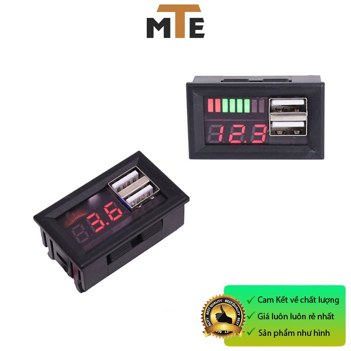 Mạch đo dung lượng acquy 12V hiển thị điện áp tích hợp sạc điện thoại 5V 2A