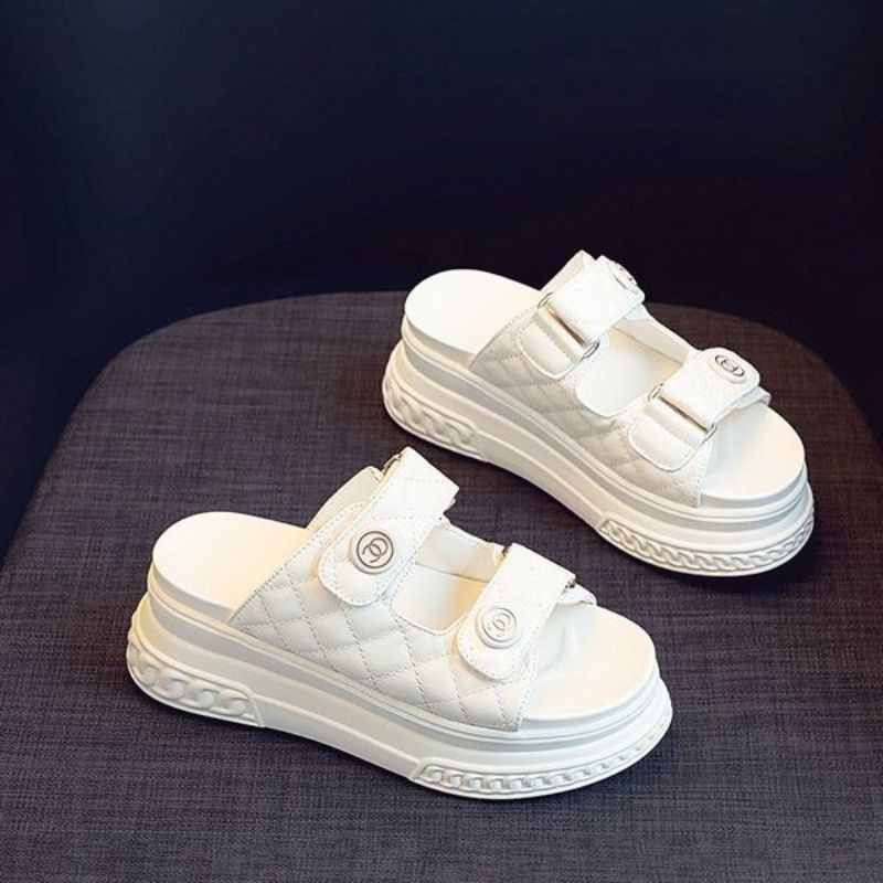 Dép lê nữ độn đế hai quai ngang cao 7cm siêu hach dáng JUMATO G2.042.TR.35