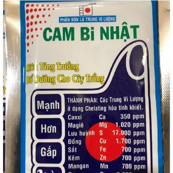 Phân bón lá bổ sung trung vi lượng Cam bi nhật  siêu tăng trưởng bổ dưỡngcho cây trồng gói 40g