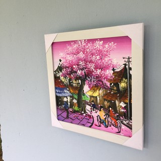 Tranh phố hoa (35x35cm đã bao gồm khung)