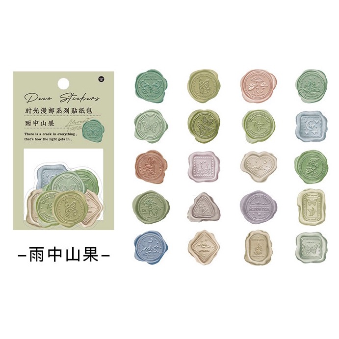 Set 40 miếng dán niêm phong bao bì trong suốt phong cách Vintage