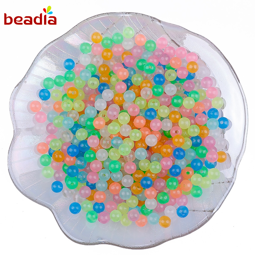 Beadia Hạt Nhựa Acrylic Phát Quang Nhiều Màu Sắc Dùng Làm Trang Sức Thủ Công DIY