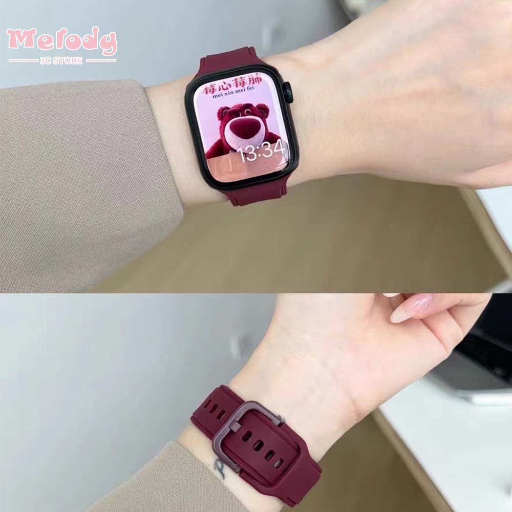 Bộ Dây Silicone + Vỏ Bảo Vệ Cho Đồng Hồ Thông Minh iwatch 7/6/5/4/SE Size 45/44/42/41/40/38mm