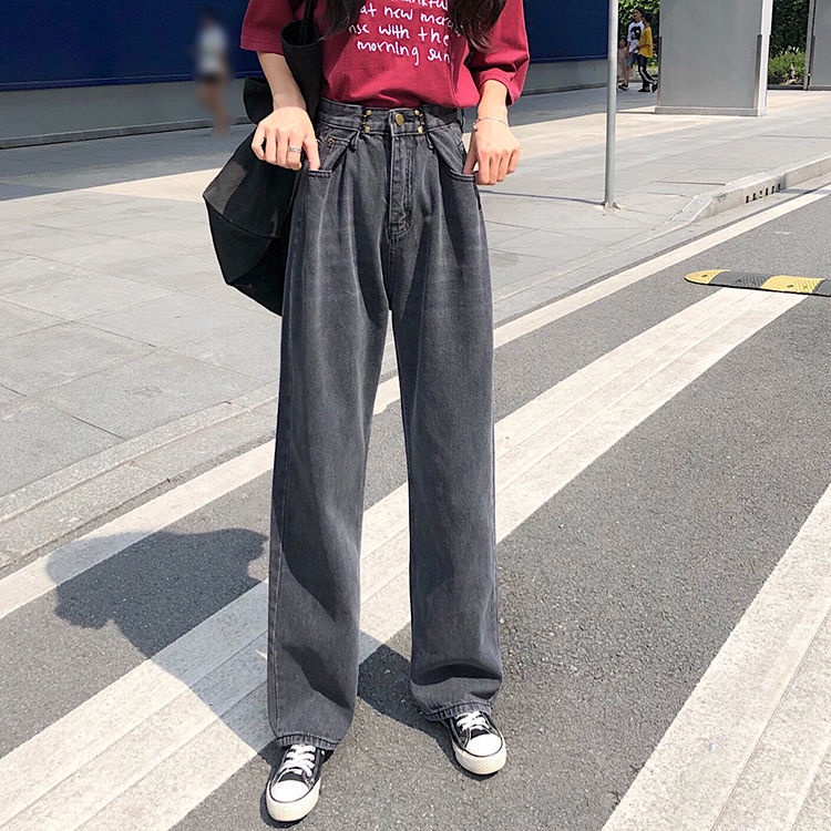 SUXI Quần Jeans Dài Ống Rộng Thời Trang Dành Cho Nữ