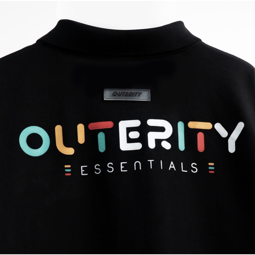 Áo polo Outerity Signature  Đen, áo thun có cổ ngắn tay form rộng unisex cho nam nữ